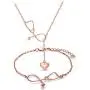 Dcfywl731 Stethoscope Inspired Necklace Bangle Bracelet Jewerly Set, Lariat Y Love Necklace for Doctors, Medical Student Jewelry, Nurse Heart Necklace (Rose Gold)