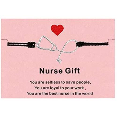 Your Always Charm Stethoscope Bracelet,Inspired Nurse Jewelry Gifts,Heart Stethoscope Link Bracelet for Women