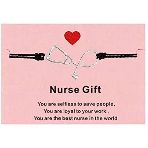Your Always Charm Stethoscope Bracelet,Inspired Nurse Jewelry Gifts,Heart Stethoscope Link Bracelet for Women