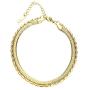 Dainty Layered Gold Chain Necklace for Women,Link Layered Circle Pendant Necklace,18k Gold Plated Womens Flat Herringbone Choker Necklaces, Girls Gold Layered Chain Jewelry Set 16 inch