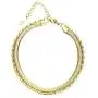 Dainty Layered Gold Chain Necklace for Women,Link Layered Circle Pendant Necklace,18k Gold Plated Womens Flat Herringbone Choker Necklaces, Girls Gold Layered Chain Jewelry Set 16 inch