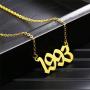 Year Necklaces,Initial Birth Year Number Pendant Necklace Birthday Gift for Women and Girl Old English Arabic Number Stainless Steel Friendship Necklace 1990-2006