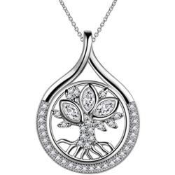 Besilver Tree of Life Drop Necklace Charm for Men 925 Sterling Silver Crystal Family Tree Pendant Necklace Women Guy Unisex Jewelry Grandma Mom Boyfriend Necklace Birthday Anniversary Gift FP0004W