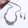 LZHLQ Skeleton Bone Hand Necklace Collar Necklace Gothic Double Skull Hand Claw Punk Necklace for Women Men