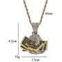 Moca Jewelry Iced Out Holding A US Dollar Pendant Necklace 18K Gold Plated Bling CZ Simulated Diamond Hip Hop Rapper Chain Necklace for Men Women