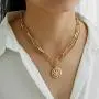 Gold Chunky Thick Link Chain Necklace Compass Coin Pendant Toggle Necklace Charm Minimalist Jewelry for Women Men Teen Girls Gold Chunky Thick Link Chain Necklace Compass Coin Pendant Toggle Necklace Charm Minimalist Jewelry for Women Men Teen Girls