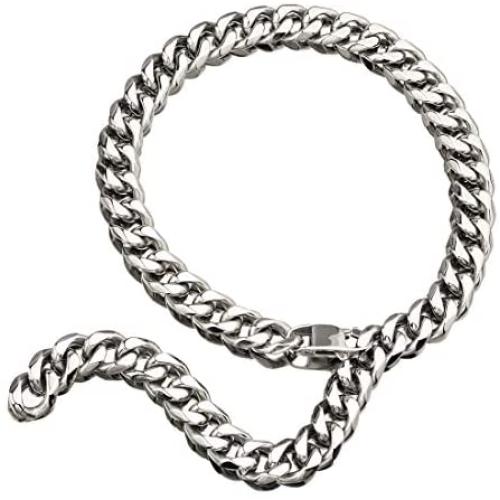 Hip Hop Mens Choker Stainless Steel Miami Chain Curb Cuban Link Rapper Necklace Jewelry with Tail