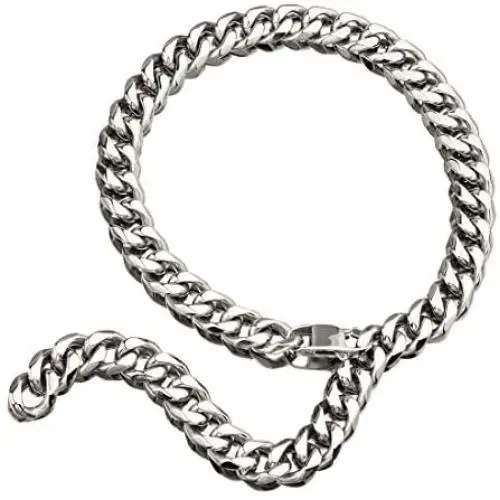 Hip Hop Mens Choker Stainless Steel Miami Chain Curb Cuban Link Rapper Necklace Jewelry with Tail Hip Hop Mens Choker Stainless Steel Miami Chain Curb Cuban Link Rapper Necklace Jewelry with Tail