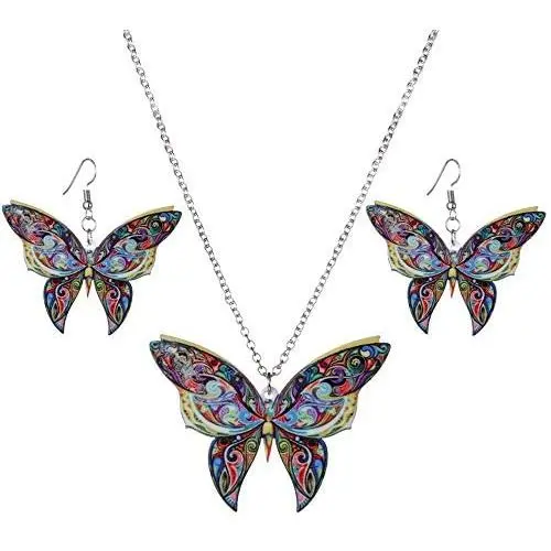 Bohemian Animals Acrylic Pendant Earring Necklace Set Women Vintage Sweater Jewelry Bohemian Animals Acrylic Pendant Earring Necklace Set Women Vintage Sweater Jewelry