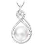 POPGRAT Gifts for Wife Her 10mm White Pearl Necklace Pendant Single Pearl Jewelry Mom Infinity Love Necklace
