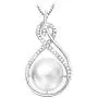 POPGRAT Gifts for Wife Her 10mm White Pearl Necklace Pendant Single Pearl Jewelry Mom Infinity Love Necklace