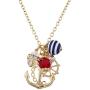 LUX ACCESSORIES Gold Tone Nautical Cluster Anchor Ship Wheel Charm Necklace