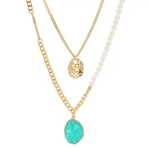 Eseres Gold Layered Necklace for Women Girls Birthday Gift