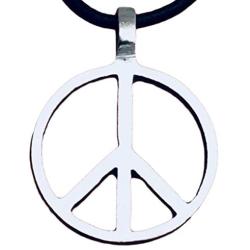 Trilogy Jewelry Pewter Classic Peace Sign Love Hippie Pendant on Leather Necklace