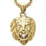 Jewelry Kingdom 1 Mens Necklace Lion Pendant Necklace, Bigger in Size, Silver Plated Stainless Steel, 3PCS Shiny CZ Diamonds, Comes with Rope Chain 24”and in a Gift Box