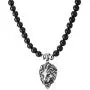 COOLSTEELANDBEYOND Gothic Punk Rock Mens Black Onyx Beads Necklace Stainless Steel Vintage Lion Head Pendant COOLSTEELANDBEYOND Gothic Punk Rock Mens Black Onyx Beads Necklace Stainless Steel Vintage Lion Head Pendant