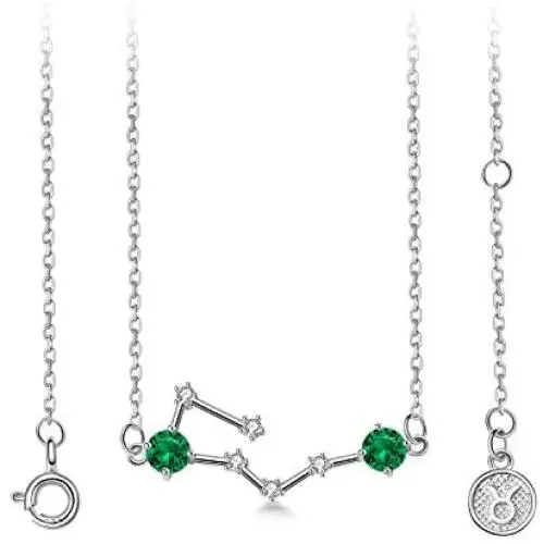 T400 925 Sterling Silver Horoscope Pendant Necklace | Zodiac Sign 12 Constellation Birthstone Birthday Gift for Women Girls