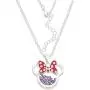 Disney Birthstone Women and Girls Jewelry Minnie Mouse Silver Plated Shaker Pendant Necklace, 18+2'' Extender