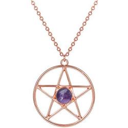 SENFAI Pentagram Star Semi-Precious Stones Pendant Wiccan Pagan Necklace 18 Inch
