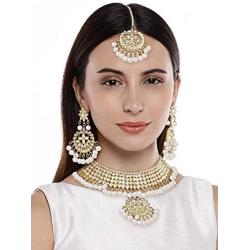 Aheli Indian Traditional Maang Tikka with Kundan Necklace Earrings Set Ethnic Wedding Party Designer Jewelry for Women