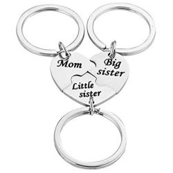 Nimteve 3PCS Mother Daughter Gifts - Mom Big Sister Little Sister Keychain Necklace Matching Jewelry Set for Mother Daughters