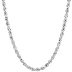 NYC Sterling Unisex Sterling Silver 4MM Diamond-Cut Rope Chain Necklace