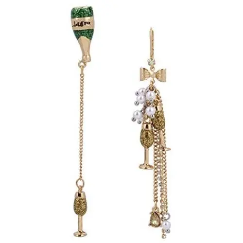 Betsey Johnson Champagne Mismatch Linear Earrings Betsey Johnson Champagne Mismatch Linear Earrings