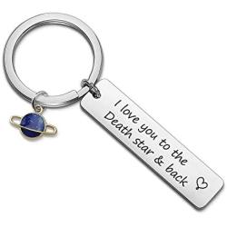 HN HNHB Long Distance Relationship Keychain I Love You to The Death Star & Back Gift Boyfriend Girlfriend Dad Mom Husband Wife Fiance Fiancee