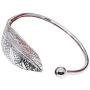 Weishu 925 Sterling Silver Leaf Feather Bracelets & Bangles for Women Wedding Gift Adjustable Bracelet Birthday Leaf-Shaped Cuff Jewelry