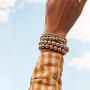 5 Pcs Layer Beads Bracelet for Women Round Beaded Handmade Stretch Bracelet Stack Adjustable Charm Jewelry