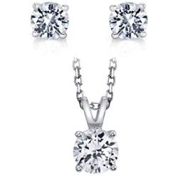SERAFINA ❤️ Women’s Earrings and Pendant Necklace Set | White Sapphire Earrings and Necklace | 925 Sterling Silver | Elegant Silver Pendant and Stud Earring Set for Her