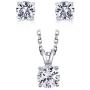 SERAFINA ❤️ Women’s Earrings and Pendant Necklace Set | White Sapphire Earrings and Necklace | 925 Sterling Silver | Elegant Silver Pendant and Stud Earring Set for Her