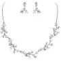 EVER FAITH Austrian Crystal White Simulated Pearl Bridal Floral Leaf Vine Jewelry Set Clear EVER FAITH Austrian Crystal White Simulated Pearl Bridal Floral Leaf Vine Jewelry Set Clear