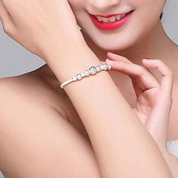 smallwoodi Bangle Bracelet, Hollow Bead Charm Bracelet Bangle Fashion Women Adjustable Party Womens 925 Sterling Similar Silver beads Jewelry Christmas Gift for Men for Women Silver