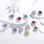 Aurora Tears 925 Sterling Silver 12 Birthstone Necklace Women Birthday Square Pendant Birth Stone Dating Jewelry