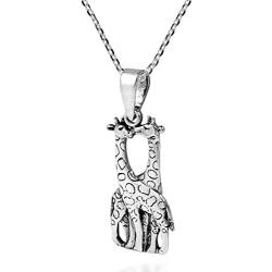 AeraVida Giraffe Couple in Love .925 Sterling Silver Pendant Necklace