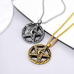 PROSTEEL Stainless Steel Tetragrammaton Pentacle Necklace, Eliphas Levis Pentagram, Men Women Amulet Statement Jewelry, Wiccan Magical Star Satanism Pendant Necklace, Come Gift Box