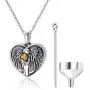 KINGWHYTE Urn Necklaces for Ashes for Women 925 Sterling Silver Two Tone Angel Heart Shape Cremation Jewelry for Ashes of Loved Ones Keepsake KINGWHYTE Urn Necklaces for Ashes for Women 925 Sterling Silver Two Tone Angel Heart Shape Cremation Jewelry for Ashes of Loved Ones Keepsake