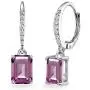 Sterling Silver Genuine or Synthetic Gemstone 8x6mm Octagon-cut Polished Dangle Leverback Earrings Sterling Silver Genuine or Synthetic Gemstone 8x6mm Octagon-cut Polished Dangle Leverback Earrings