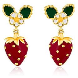 Fruit Strawberry Earrings Red Dangle Hypoallergenic Cute Aesthetic Weird Quirky Funny Earrings for Women Teen Girls Kids Sensitive Ears Gold Sterling Silver Trendy Summer Theme Sweety Jewelry