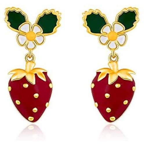 Fruit Strawberry Earrings Red Dangle Hypoallergenic Cute Aesthetic Weird Quirky Funny Earrings for Women Teen Girls Kids Sensitive Ears Gold Sterling Silver Trendy Summer Theme Sweety Jewelry