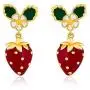 Fruit Strawberry Earrings Red Dangle Hypoallergenic Cute Aesthetic Weird Quirky Funny Earrings for Women Teen Girls Kids Sensitive Ears Gold Sterling Silver Trendy Summer Theme Sweety Jewelry