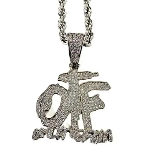 Shop-iGold Custom OTF Men Women 925 Italy White Gold Finish Iced Charm Ice Out Pendant Stainless Steel Real 3 mm Rope, Mans Jewelry, Iced Pendant, Rope Necklace 16''- 24'' Shop-iGold Custom OTF Men Women 925 Italy White Gold Finish Iced Charm Ice Out Pendant Stainless Steel Real 3 mm Rope, Mans Jewelry, Iced Pendant, Rope Necklace 16''- 24''