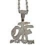 Shop-iGold Custom OTF Men Women 925 Italy White Gold Finish Iced Charm Ice Out Pendant Stainless Steel Real 3 mm Rope, Mans Jewelry, Iced Pendant, Rope Necklace 16''- 24''