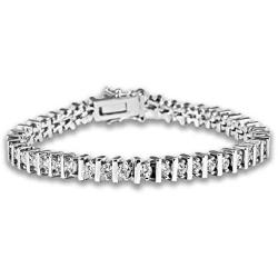 SKLY 14K Gold Plated White Gold Plated White Black Cubic Zirconia Classic Tennis Bracelet for Women Men Wedding Jewelry