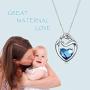 AOBOCO 925 Sterling Silver I Love You To The Moon and Back Heart Necklace with Austrian Crystals Mom Necklace for Mothers Birthday Jewelry Gifts