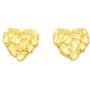 10K Yellow Gold Diamond Cut Nugget Heart Earrings