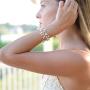 Mariell Bridal and Wedding Silver Bracelet with Crystal Gems and Freshwater Pearls, Fits 7'' to 8 ½'' Wrist