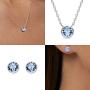 AURA Rhodium Plated Pendant Necklace and Crystal Stud Earring Jewelry Set Using Genuine Swarovski Crystals