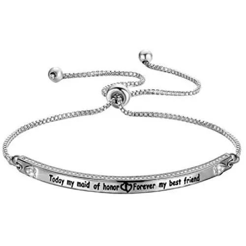 Zuo Bao Wedding Jewelry Maid of Honor Gift Today My Maid of Honor Forever My Best Friend Sister Bracelet Wedding Proposal Gift for Bridesmaid Flower Girl